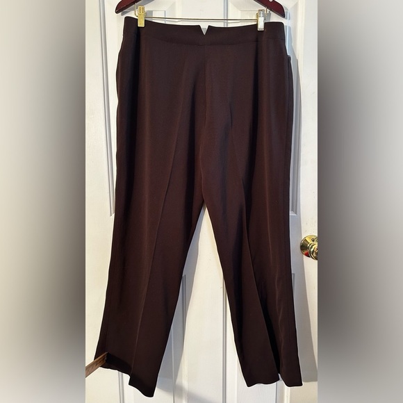 LAUREN RALPH LAUREN PETITE Brown 100% Wool Leather Trim 14P Straight Leg Career - Picture 2 of 13